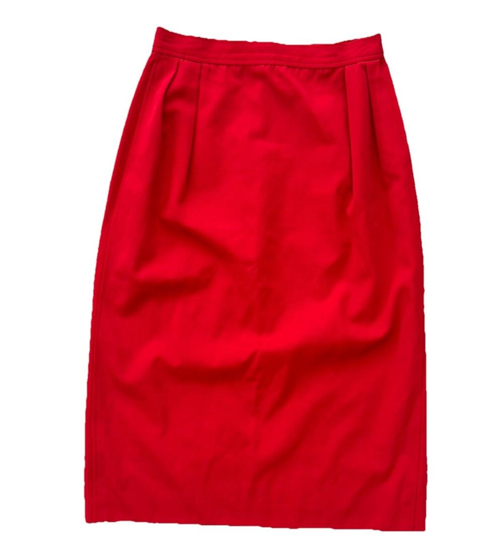 Ungaro parallele Paris Red Cotton 1980s VTG Skirt FLAW Pencil Pockets Women’s 8